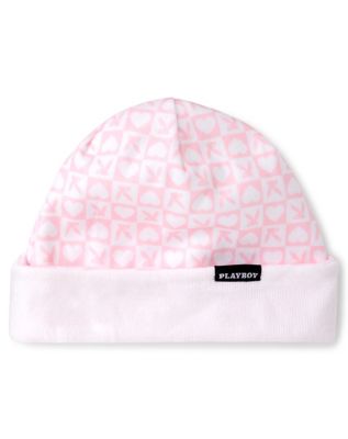 White and Pink Playboy Reversible Beanie Hat