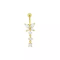 CZ Goldtone Butterfly Triple Gem Dangle Belly Ring - 14 Gauge at Spencer's