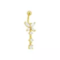 CZ Goldtone Butterfly Triple Gem Dangle Belly Ring - 14 Gauge at Spencer's