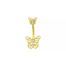 CZ Goldtone Butterfly Belly Ring - 14 Gauge at Spencer's