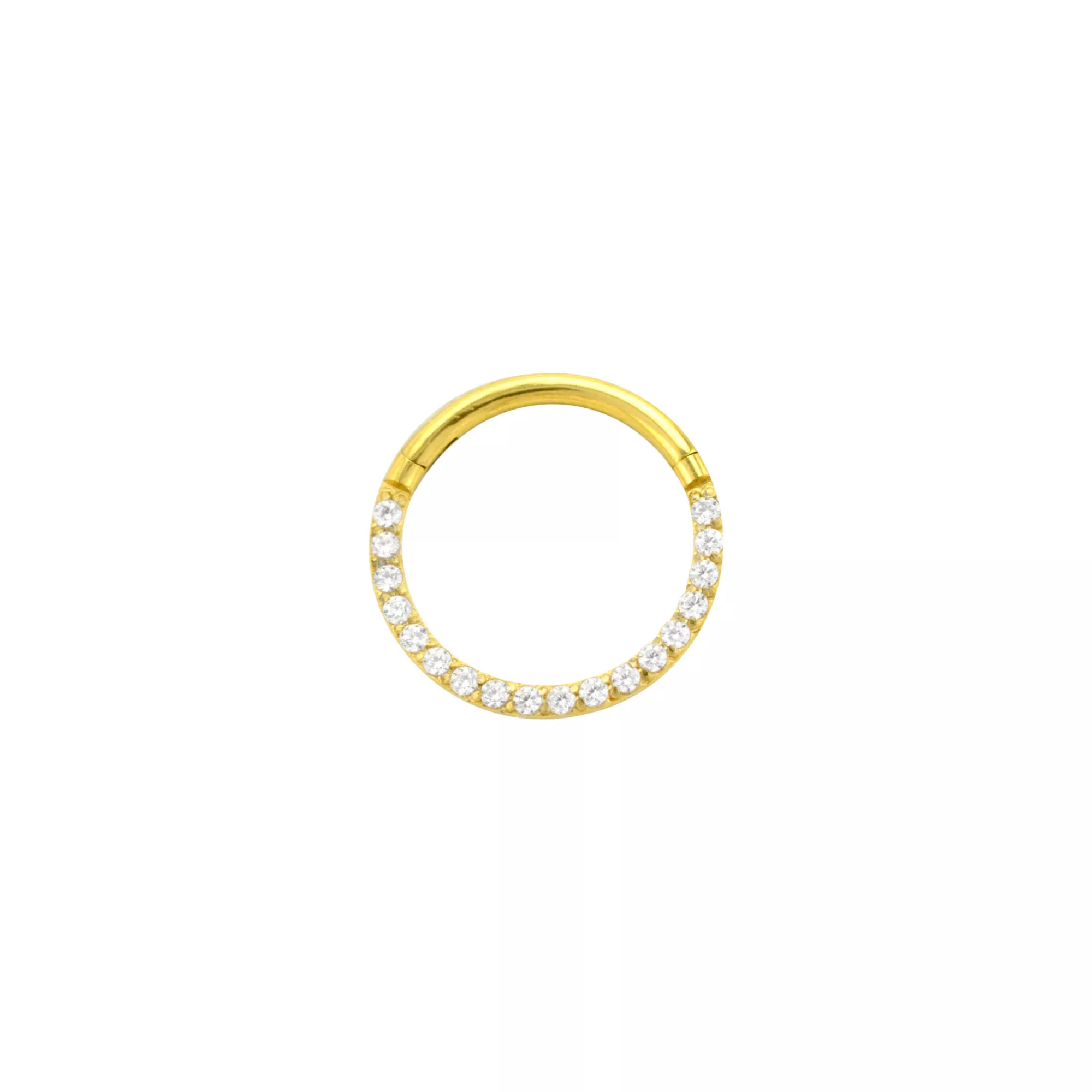 Goldtone CZ Multi-Gem Clicker Septum Ring at Spencer's