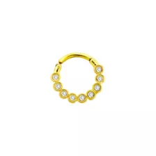 Goldtone CZ Multi-Gem Hinged Septum Ring - 14 Gauge at Spencer's
