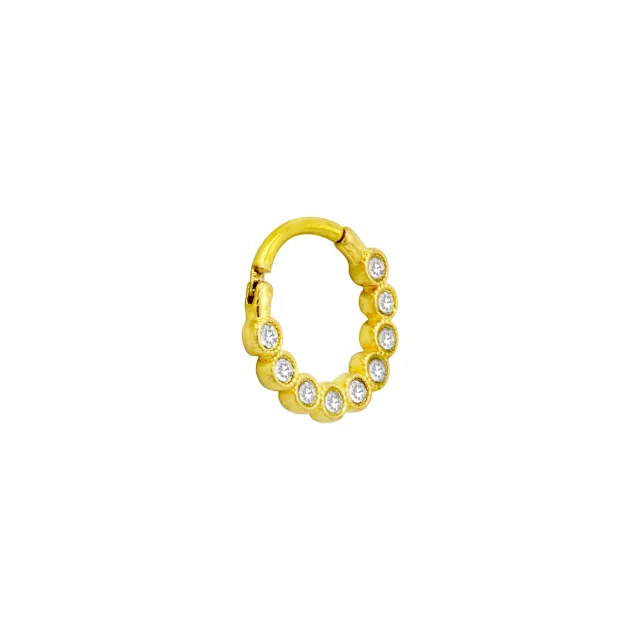 Goldtone CZ Multi-Gem Hinged Septum Ring - 14 Gauge at Spencer's