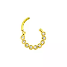 Goldtone CZ Multi-Gem Hinged Septum Ring - 14 Gauge at Spencer's