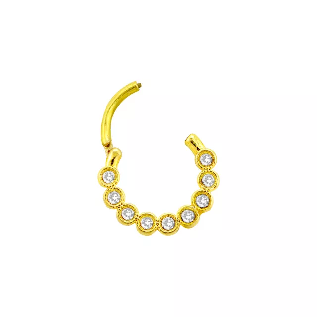 Goldtone CZ Multi-Gem Hinged Septum Ring - 14 Gauge at Spencer's