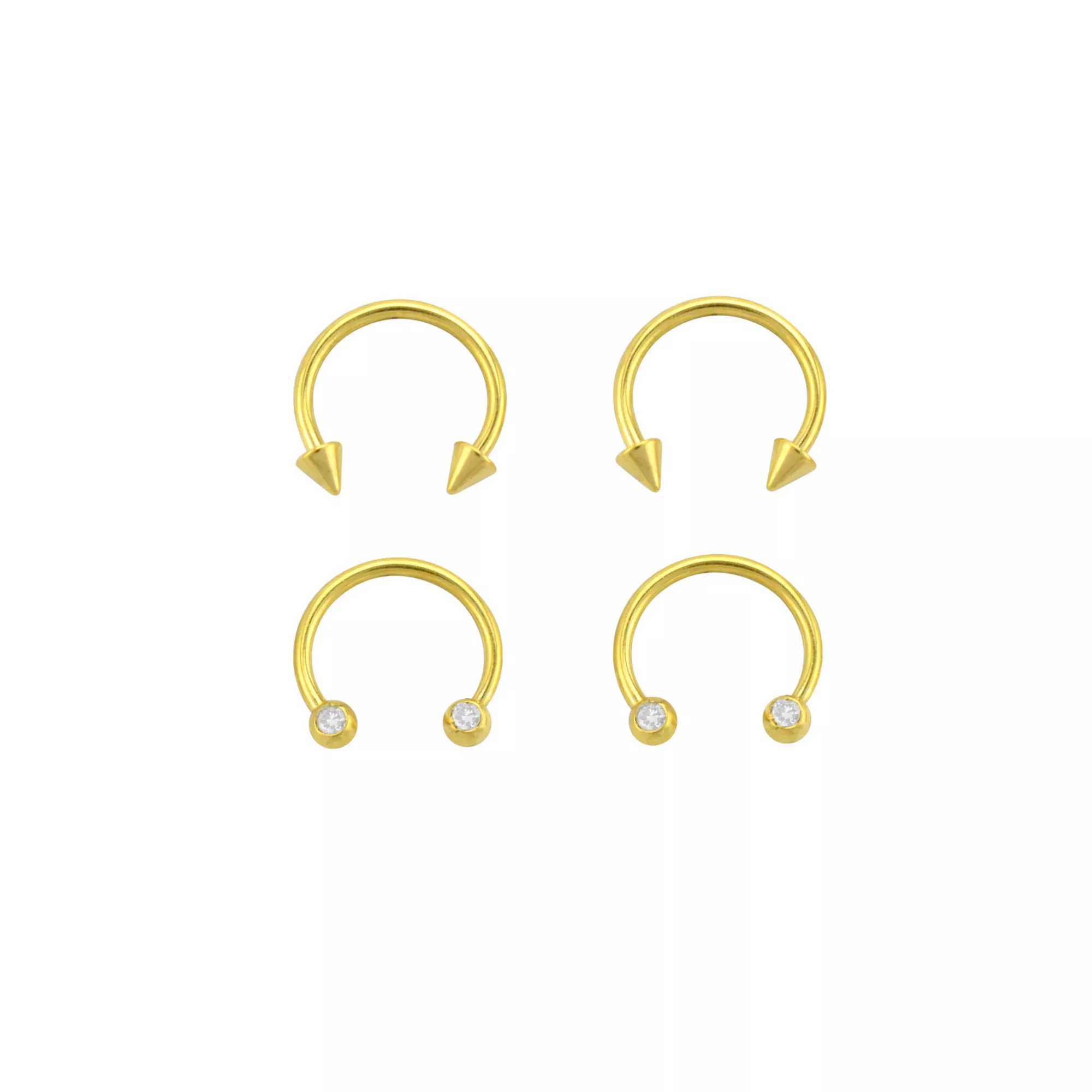 Multi-Pack CZ Spike and Ball Horseshoe Rings 2 Pair - 14 Gauge at Spencer's