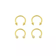 Multi-Pack CZ Spike and Ball Horseshoe Rings 2 Pair - 14 Gauge at Spencer's