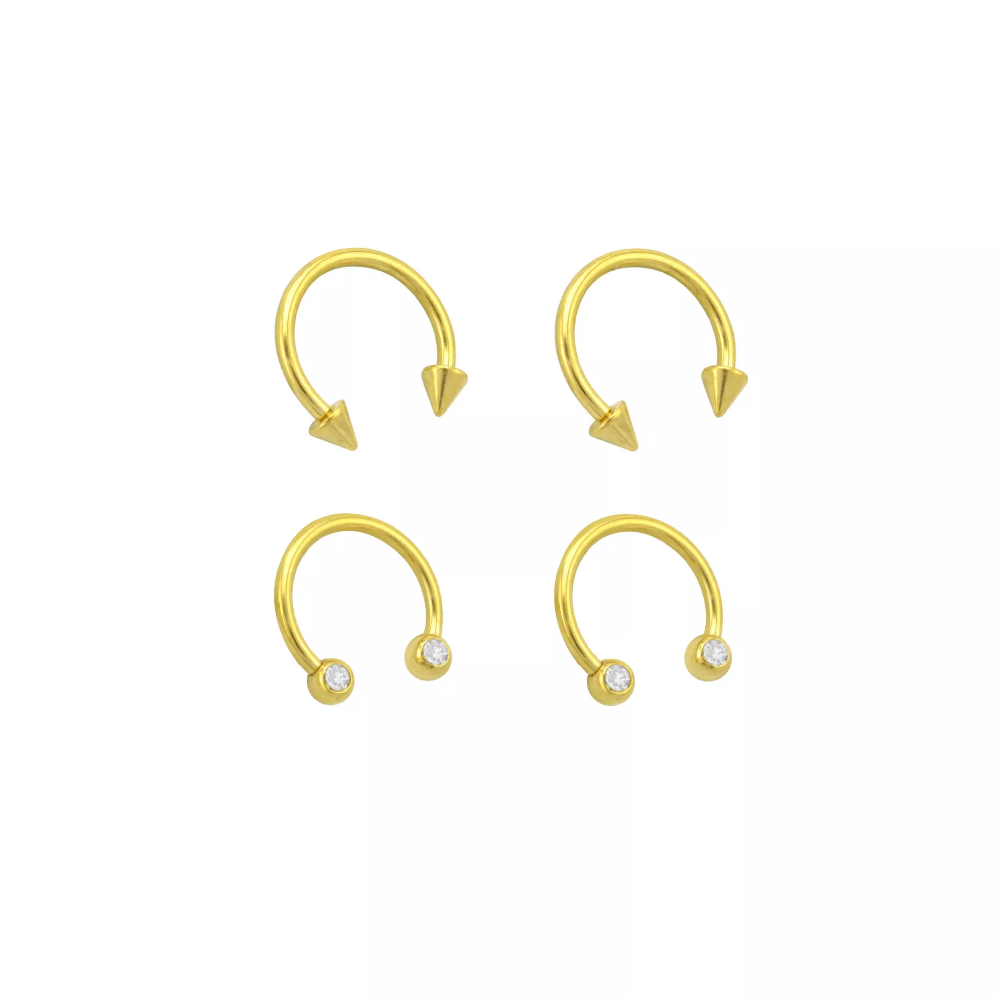 Multi-Pack CZ Spike and Ball Horseshoe Rings 2 Pair - 14 Gauge at Spencer's