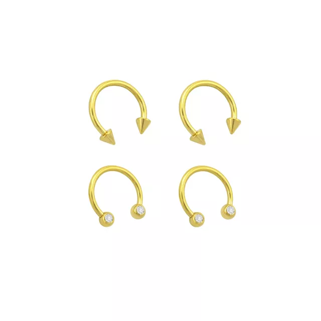 Multi-Pack CZ Spike and Ball Horseshoe Rings 2 Pair - 14 Gauge at Spencer's