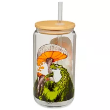 Vintage Frog Glass Cup with Straw - 16 oz. at Spencer's