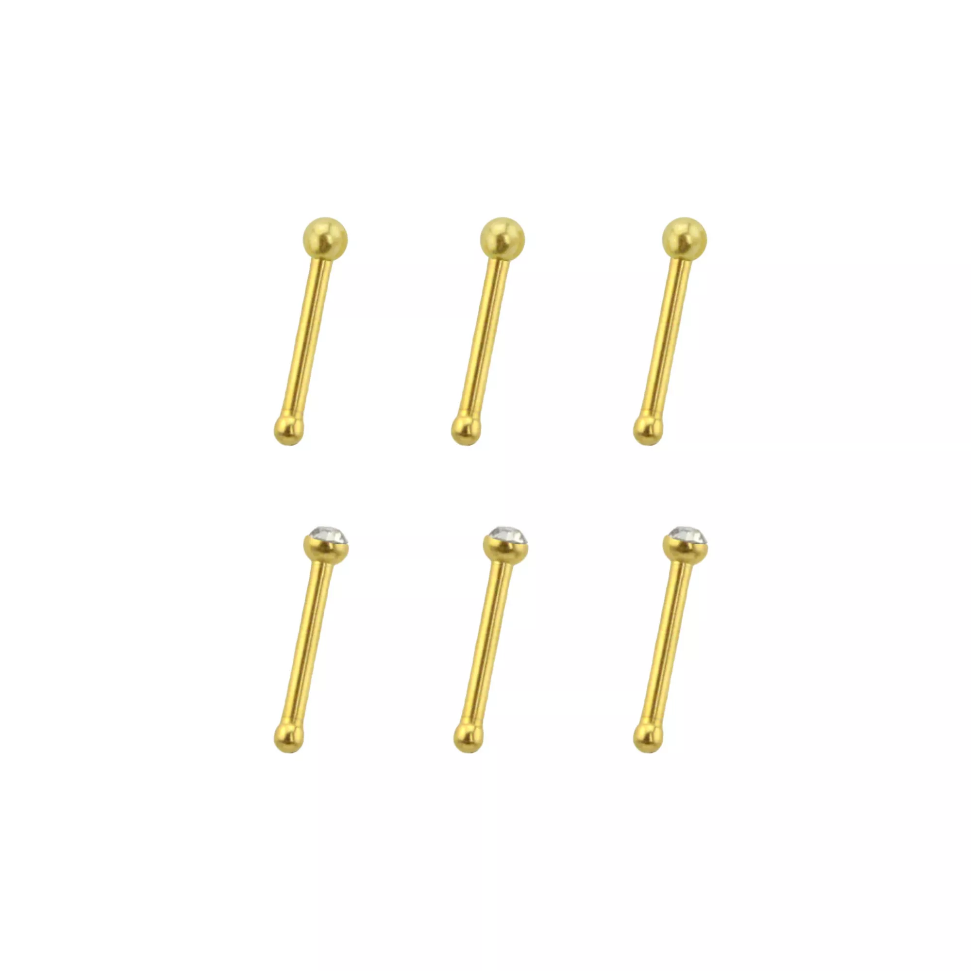 Multi-Pack Prong CZ 14K Gold-Plated Nose Pins - 6 Pack at Spencer's