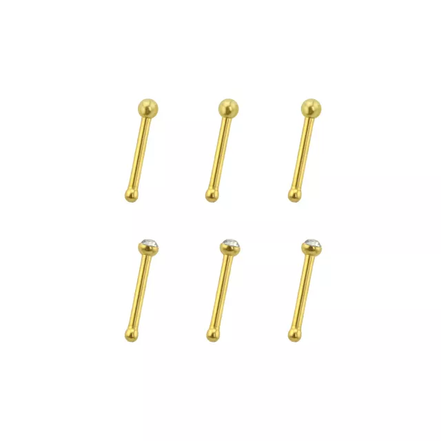 Multi-Pack CZ Goldtone Nose Pins 6 Pack - 20 Gauge at Spencer's