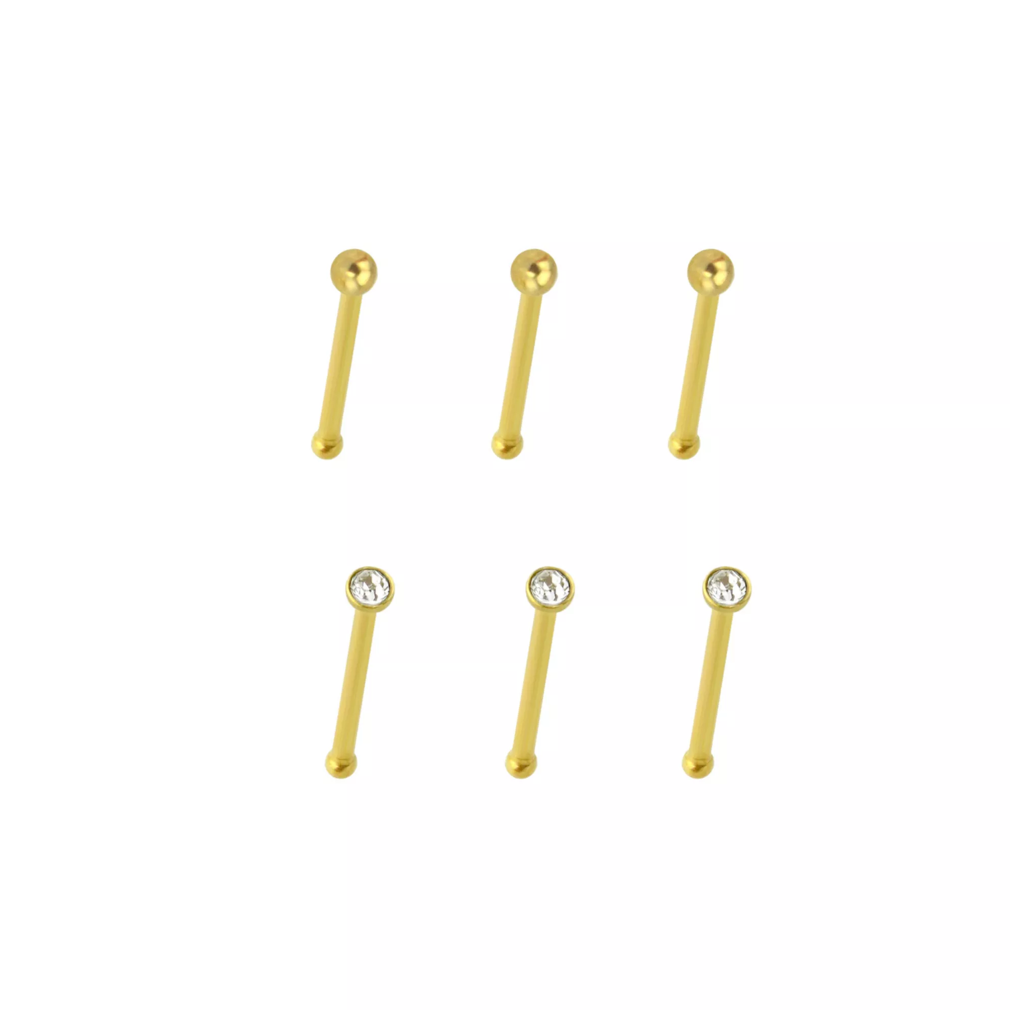 Multi-Pack Prong CZ 14K Gold-Plated Nose Pins - 6 Pack at Spencer's