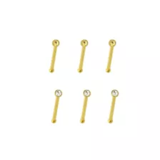 Multi-Pack CZ Goldtone Nose Pins 6 Pack - 20 Gauge at Spencer's