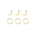 Multi-Pack Goldtone CZ L-Bend and Hoop Nose Rings 6 Pack - 20 Gauge at Spencer's