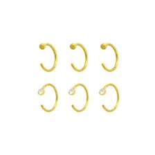 Multi-Pack CZ Goldtone Half Hoop Nose Rings 6 Pack - 20 Gauge at Spencer's