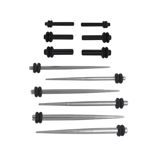 Multi-Pack Silvertone and Black Tapers and Plugs - 6 Pair at Spencer's