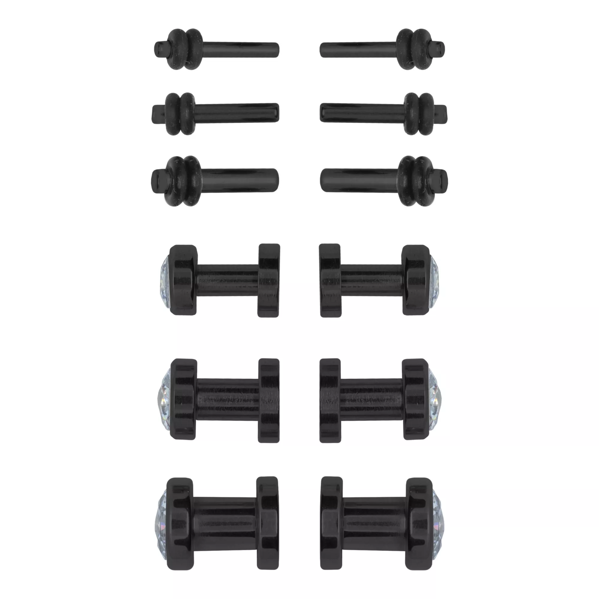 Black and CZ Plugs - 6 Pair at Spencer's