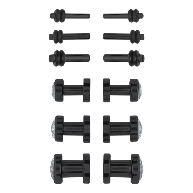 Black and CZ Plugs - 6 Pair at Spencer's