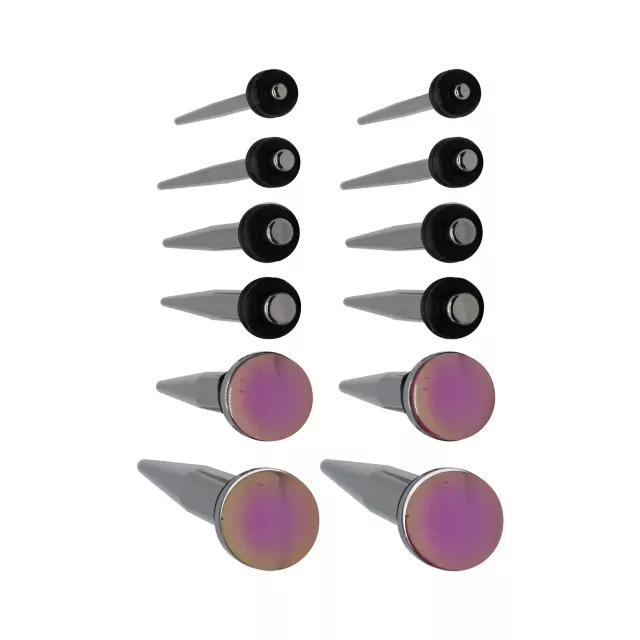 Red and Black Silvertone Tapers - 6 Pair at Spencer's