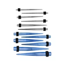 Silvertone and Blue Tapers - 6 Pair at Spencer's
