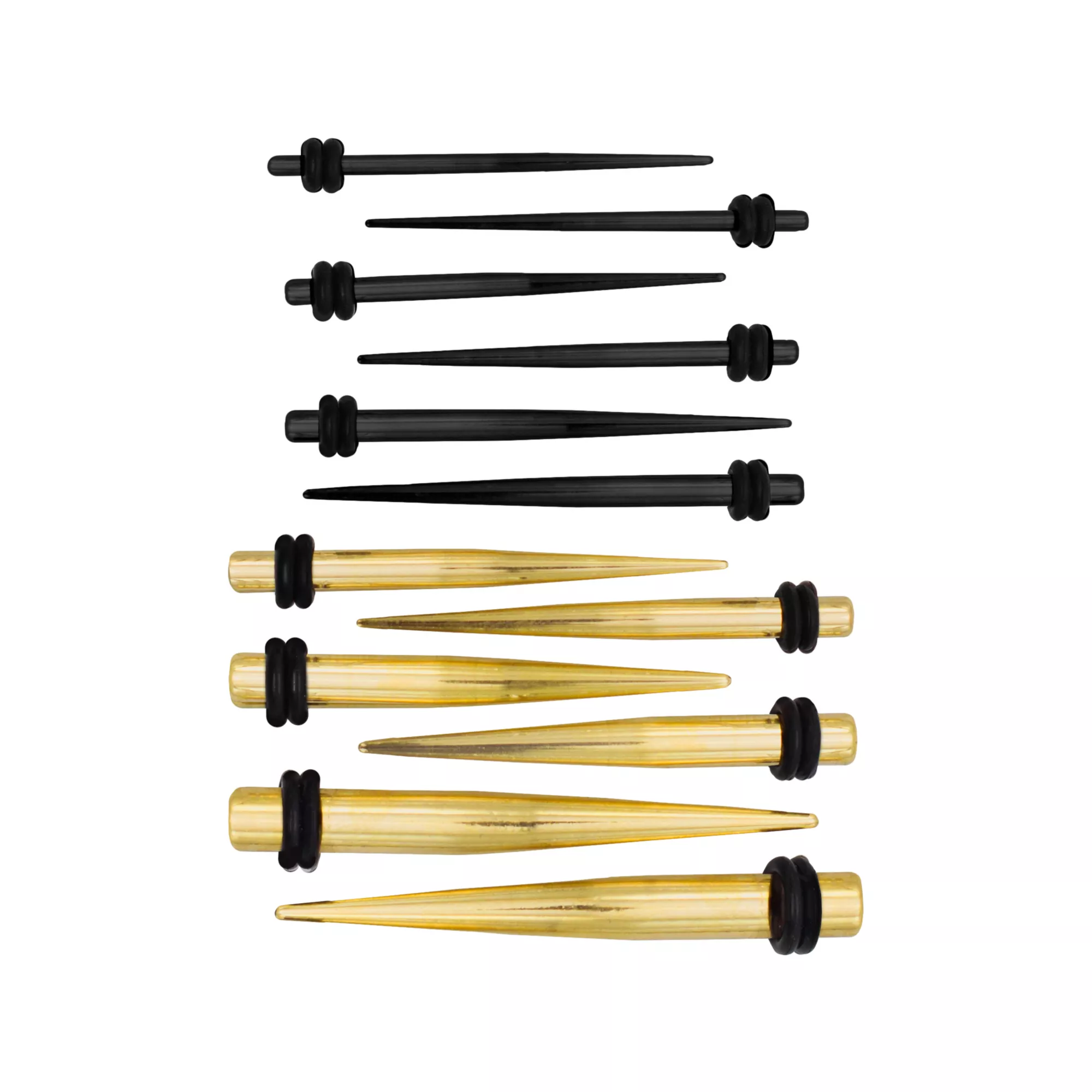 Goldtone and Black Tapers - 6 Pair at Spencer's