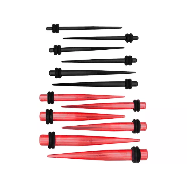 Red and Black Tapers - 6 Pair at Spencer's