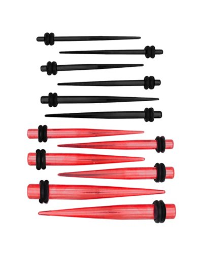 Red and Black Tapers 6 Pair