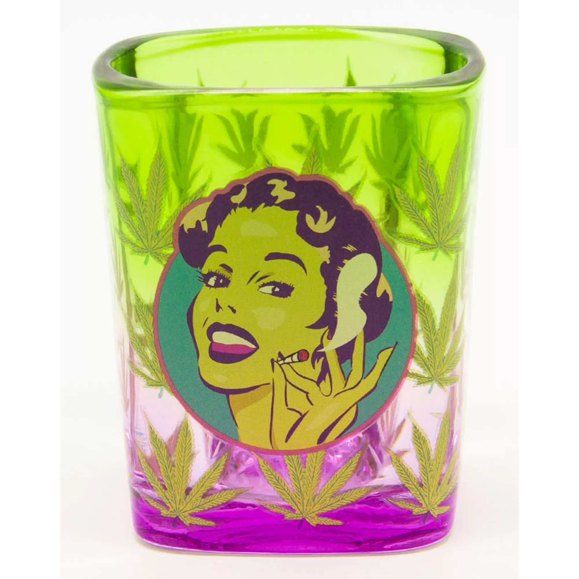 Ombre Pot Leaf Lady Square Shot Glass - 2 oz. at Spencer's