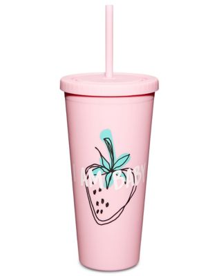 Textured Pink Playboy Cup with Straw - 20 oz.