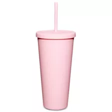 I Am Baby Pink Strawberry Cup With Straw at Spencer's