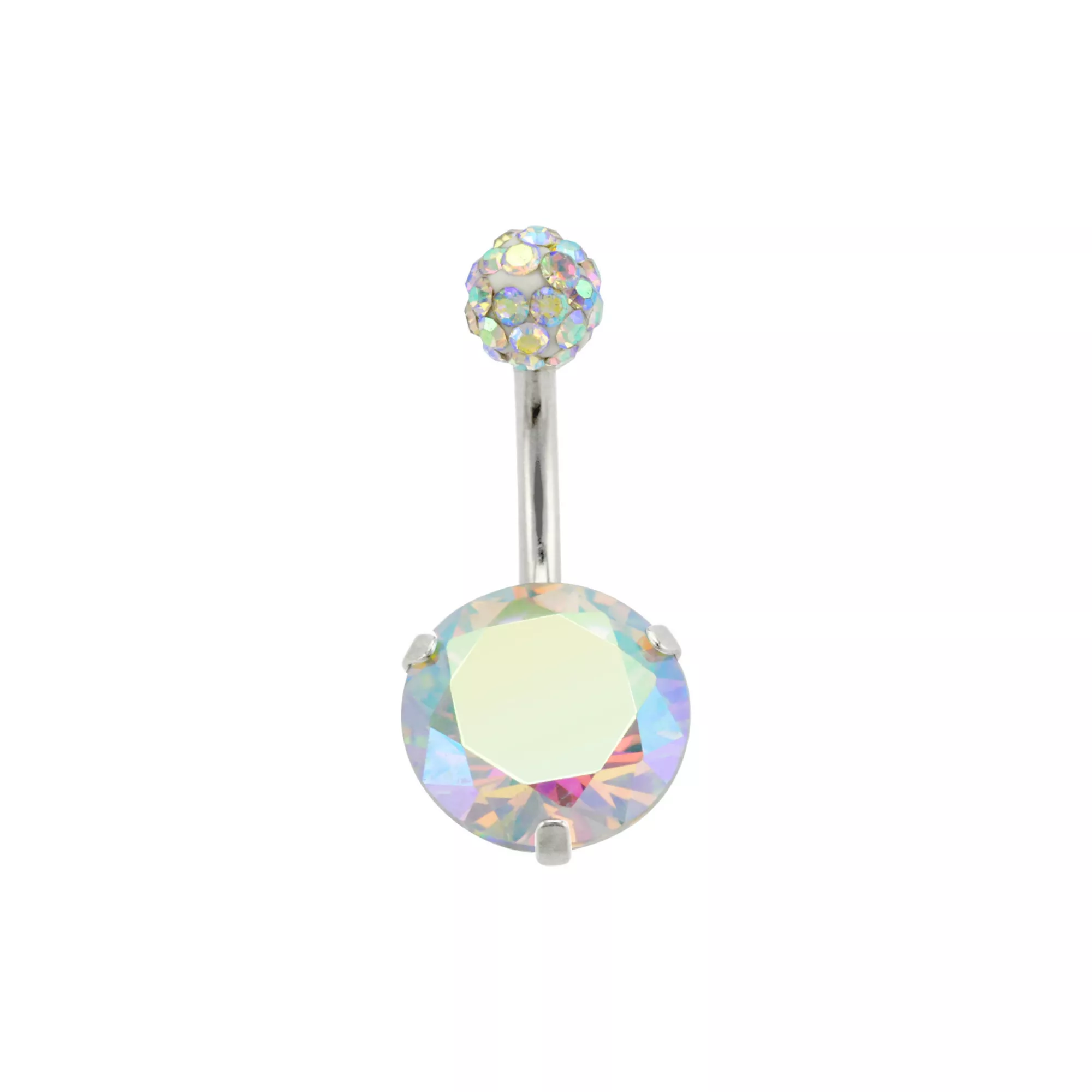 CZ Pave and Round Gem Belly Ring - 14 Gauge at Spencer's