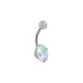 CZ Pave and Round Gem Belly Ring - 14 Gauge at Spencer's