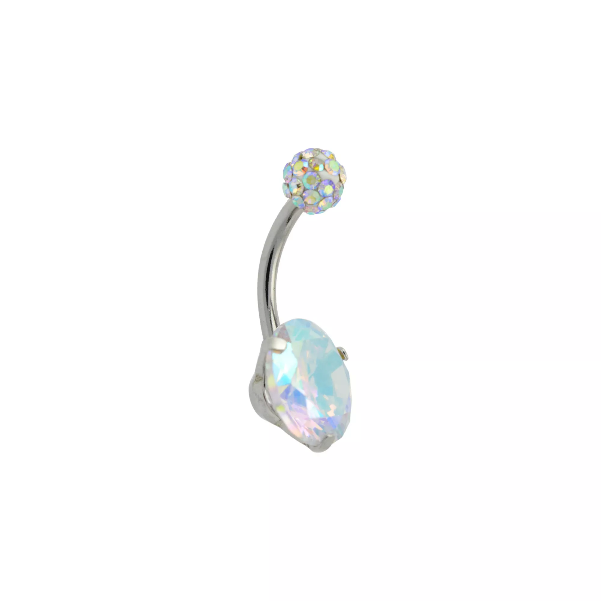 CZ Pave and Round Gem Belly Ring - 14 Gauge at Spencer's