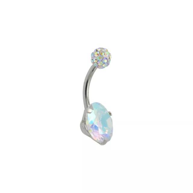 CZ Pave and Round Gem Belly Ring - 14 Gauge at Spencer's