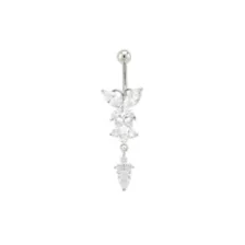 CZ Butterfly Flower Titanium Dangle Belly Ring - 14 Gauge at Spencer's