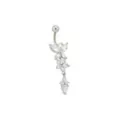 CZ Butterfly Flower Titanium Dangle Belly Ring - 14 Gauge at Spencer's