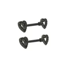 Black CZ Heart Titanium Nipple Barbells - 14 Gauge at Spencer's