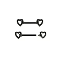 Black CZ Heart Titanium Nipple Barbells - 14 Gauge at Spencer's
