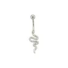 CZ Snake Titanium Belly Ring - 14 Gauge at Spencer's
