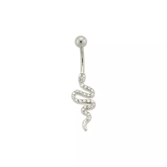 CZ Snake Titanium Belly Ring - 14 Gauge at Spencer's