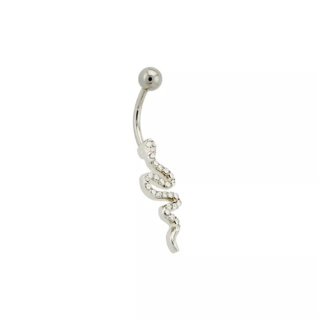 CZ Snake Titanium Belly Ring - 14 Gauge at Spencer's