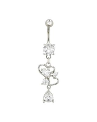 CZ Titanium Heart Dangle Belly Ring - 14 Gauge - Spencer's