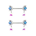 Silvertone Moon and Star Dangle Nipple Barbells - 14 Gauge at Spencer's