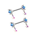 Silvertone Moon and Star Dangle Nipple Barbells - 14 Gauge at Spencer's