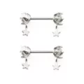 Silvertone Moon and Star Dangle Nipple Barbells - 14 Gauge at Spencer's