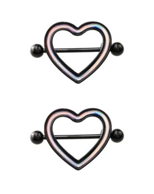 Black Heart Nipple Shields 1 Pair- 14 Gauge - Spencer's