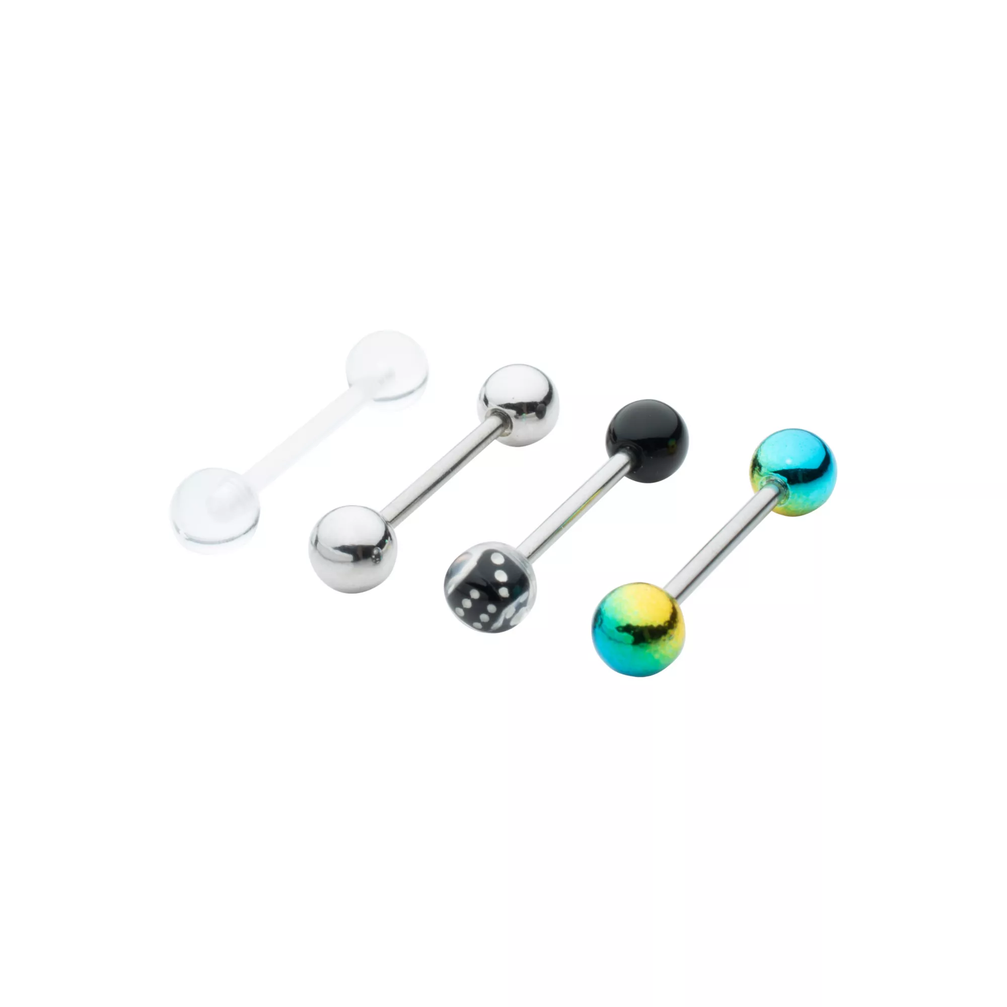 Multi-Pack Dice and Multi-Color Barbells 4 Pack - 14 Gauge at Spencer's