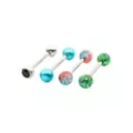 Multi-Pack CZ Glitter Blue and Green Barbells 4 Pack - 14 Gauge at Spencer's