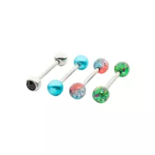 Multi-Pack CZ Glitter Blue and Green Barbells 4 Pack - 14 Gauge at Spencer's